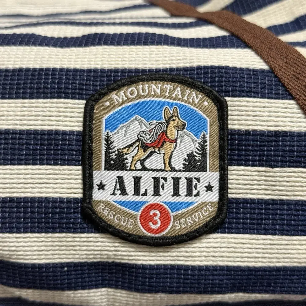 ALFIE 3 Mountain Rescue Service Dog Front Sling Carrier Navy White Stripe
